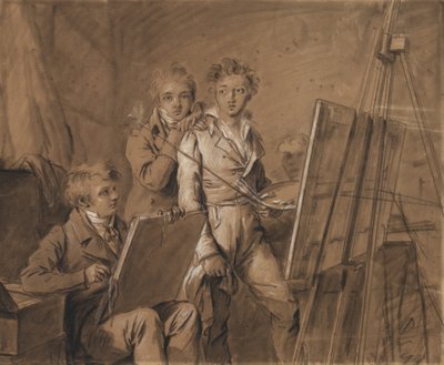 Drei junge Künstler in einem Atelier von Louis Leopold Boilly